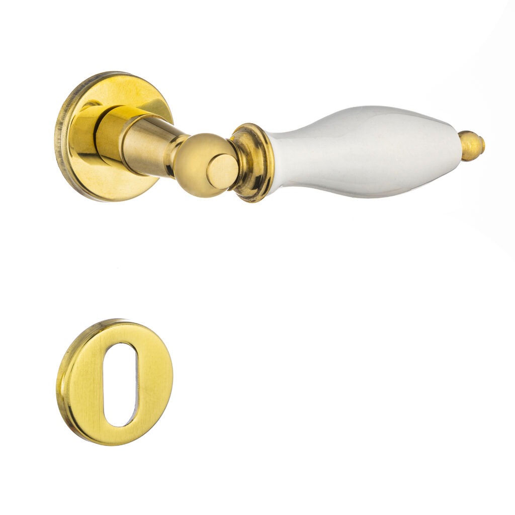 maçaneta de porcelana 023-19 em latão polido