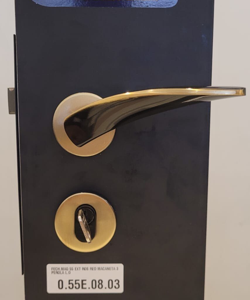 FECHADURA PÉROLA ROSETA REDONDA ZAMACK OXIDADO MÁQUINA 55mm UNIÃO MUNDIAL