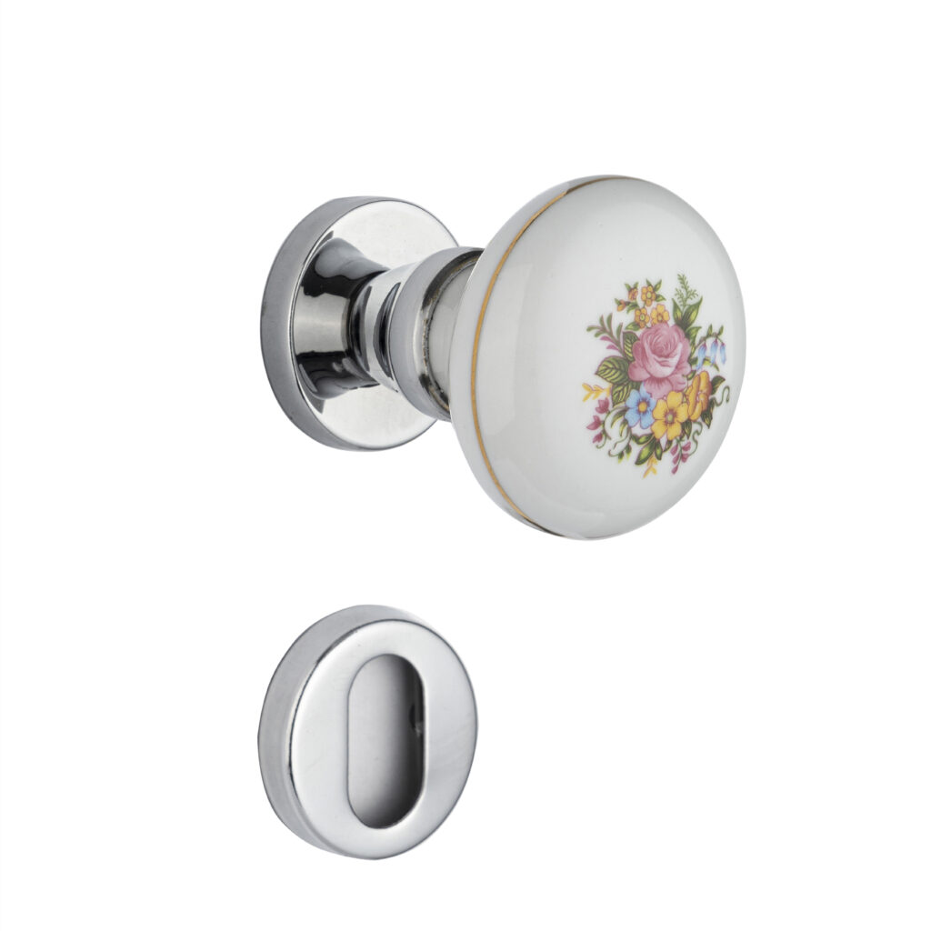 MAÇANETA TIPO BOLA PORCELANA COM ESTAMPA 07 COLORATO I EM LATÃO CROMADO MANIGLIA FAVORITA