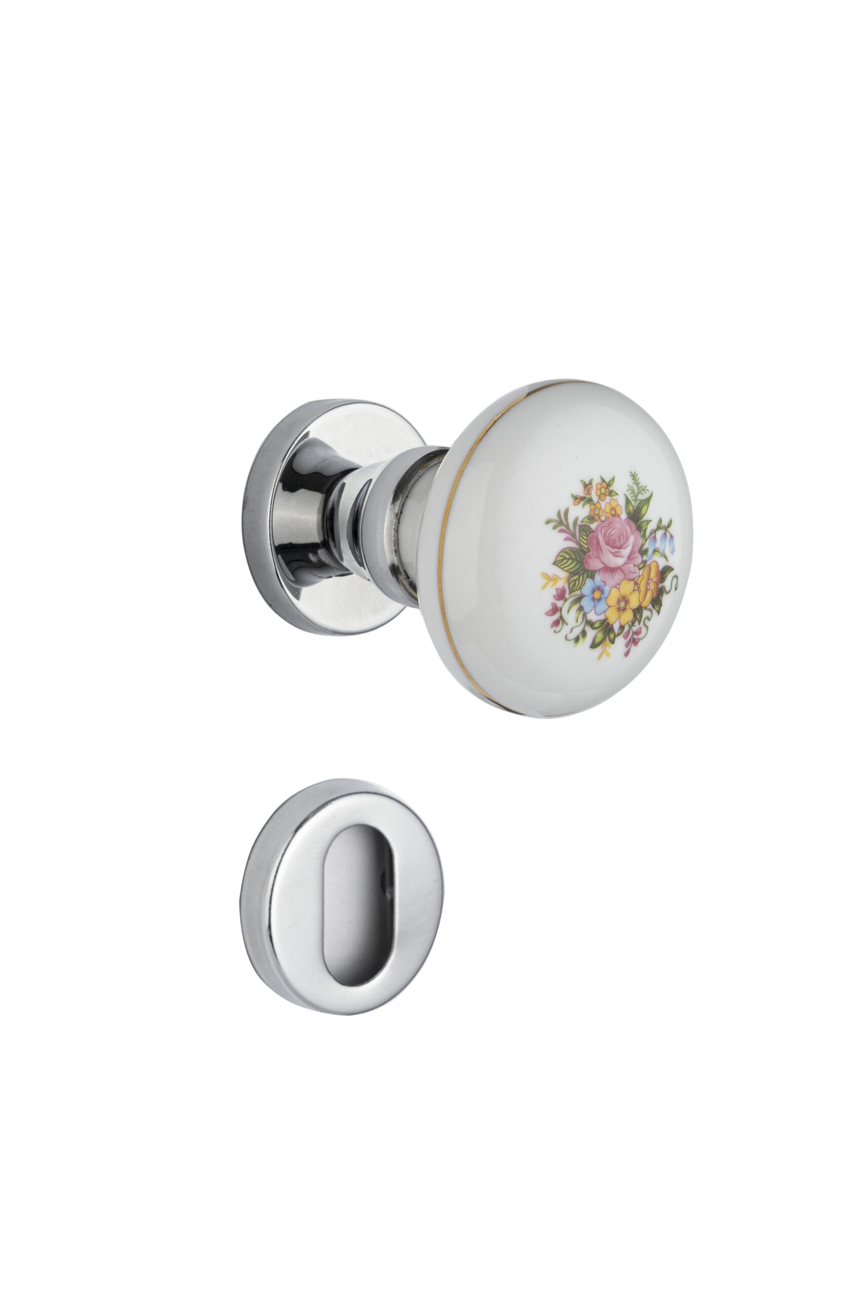 MAÇANETA TIPO BOLA PORCELANA COM ESTAMPA 07 COLORATO I EM LATÃO CROMADO MANIGLIA FAVORITA